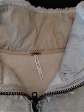 Free People White Faux Shearling Zip Jacket - Size M